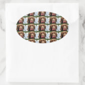 Labrador Retriever Chocolate Tiles BG 楕円形シール (バッグ)