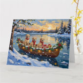 Labrador Retriever Christmas Boat Holiday カード (黄色い花)