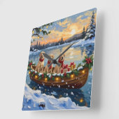 Labrador Retriever Christmas Boat Holiday スクエア壁時計 (傾斜)