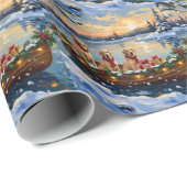 Labrador Retriever Christmas Boat Holiday ラッピングペーパー (ロールコーナー)