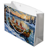 Labrador Retriever Christmas Boat Holiday ラージペーパーバッグ (裏面アングル)