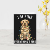Labrador Retriever Christmas I'm Fine Everything I カード (黄色い花)