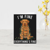 Labrador Retriever Christmas I'm Fine Everything I カード (黄色い花)