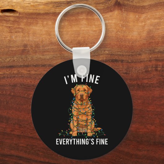 Labrador Retriever Christmas I'm Fine Everything I キーホルダー (正面)