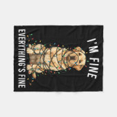 Labrador Retriever Christmas I'm Fine Everything I フリースブランケット (正面(横))