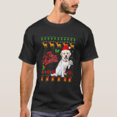 Labrador Retriever Christmas Lights Santa Hat Dog  Tシャツ (正面)
