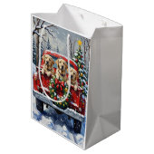 Labrador Retriever Christmas Red Truck Holiday ミディアムペーパーバッグ (裏面アングル)