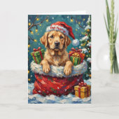 Labrador Retriever Christmas Santa Bag Adventure カード (正面)