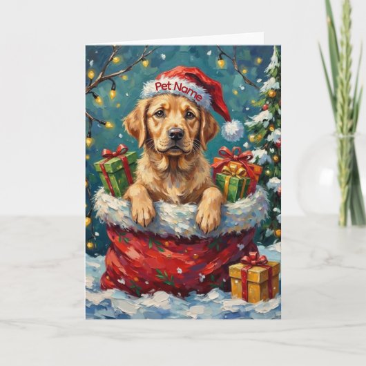 Labrador Retriever Christmas Santa Bag Adventure カード (正面)