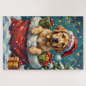 Labrador Retriever Christmas Santa Bag Adventure ジグソーパズル (横)