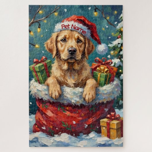 Labrador Retriever Christmas Santa Bag Adventure ジグソーパズル (縦)