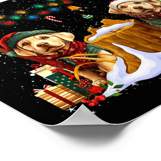 Labrador Retriever Christmas Tree Decorations Dog ポスター (角)