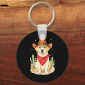 Labrador Retriever Cowboy Dog Western Llabrador Co キーホルダー (正面)