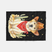 Labrador Retriever Cowboy Dog Western Llabrador Co フリースブランケット (正面(横))