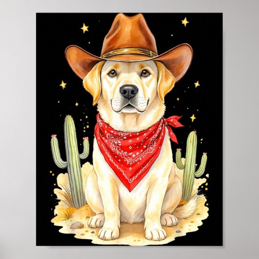 Labrador Retriever Cowboy Dog Western Llabrador Co ポスター (正面)