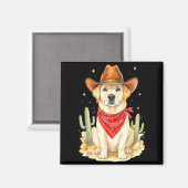 Labrador Retriever Cowboy Dog Western Llabrador Co マグネット (正面/裏面)