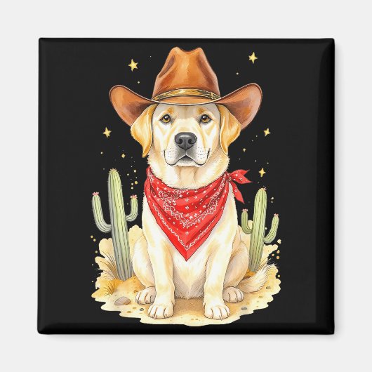Labrador Retriever Cowboy Dog Western Llabrador Co マグネット (正面)