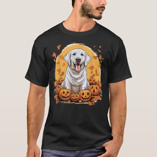 Labrador Retriever Dog Breed Pet Halloween Pumpkin Tシャツ (正面)
