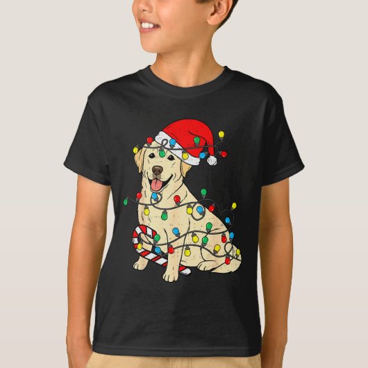 Labrador Retriever Dog Christmas Lights Xmas Pet D Tシャツ (正面)