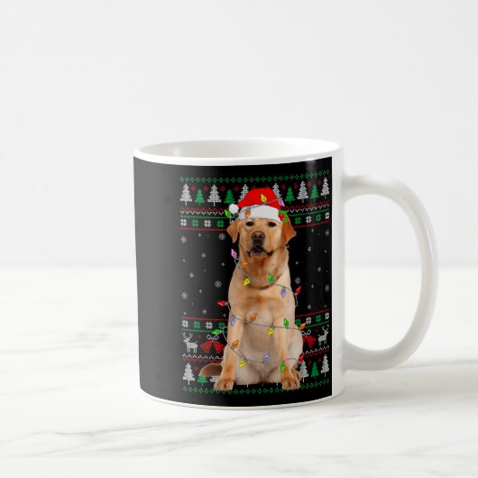 Labrador Retriever Dog Christmas Ugly Sweater Ligh コーヒーマグカップ (右)