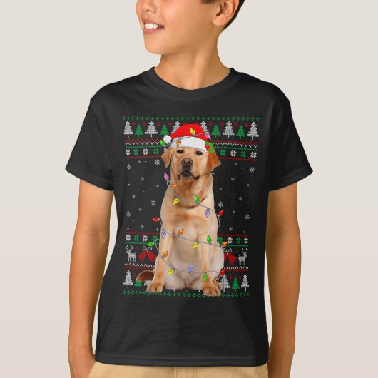 Labrador Retriever Dog Christmas Ugly Sweater Ligh Tシャツ (正面)