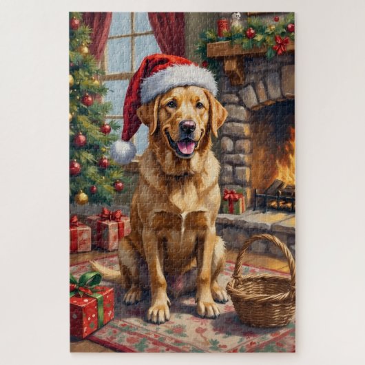 Labrador Retriever Dog Classic Family Christmas ジグソーパズル (縦)