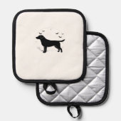 Labrador Retriever Dog � Halloween Moon Silhouette 鍋敷き (正面/裏面)