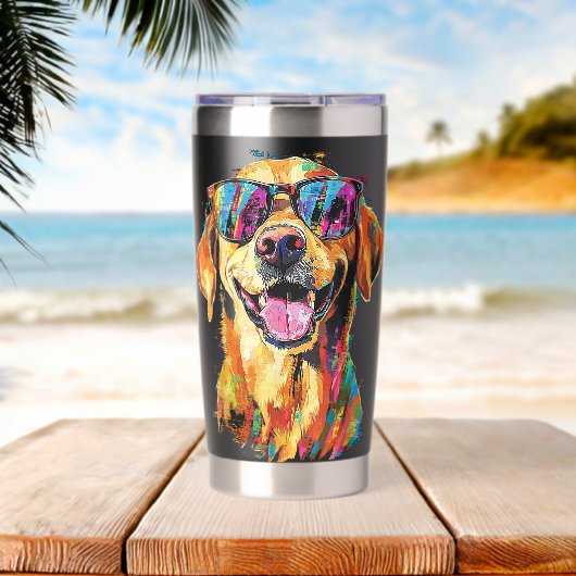 Labrador Retriever Dog Pet Art Sunglasses Labrador 保温保冷タンブラー (ビーチ (回転後))