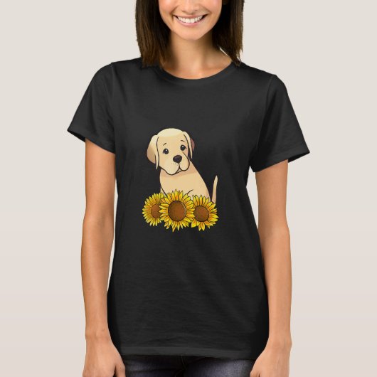 Labrador Retriever Dog Sunflower Graphic for Women Tシャツ (正面)