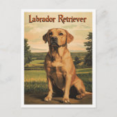 Labrador Retriever Dog Vintage Art ポストカード (正面)