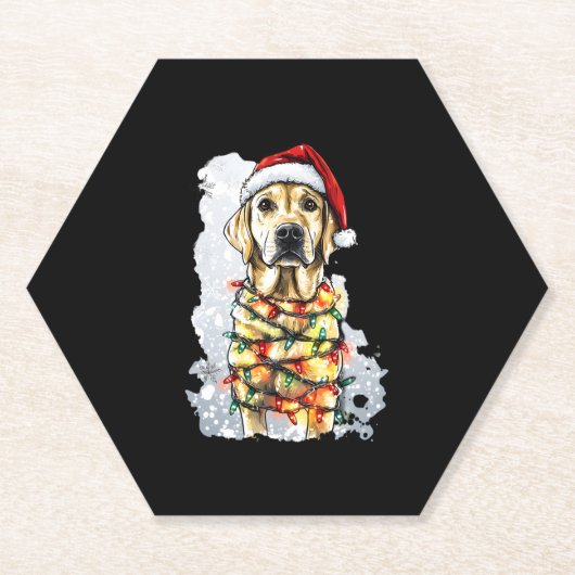 Labrador Retriever Dogs Tree Christmas Sweater Xma ペーパーコースター (正面)