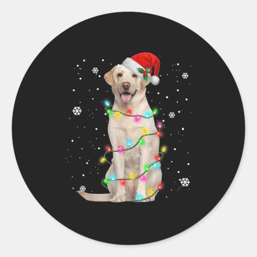 Labrador Retriever Dogs Tree Christmas Sweater Xma ラウンドシール (正面)