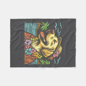 Labrador Retriever Floral Trocal Summer Vibes Hawa フリースブランケット (正面(横))
