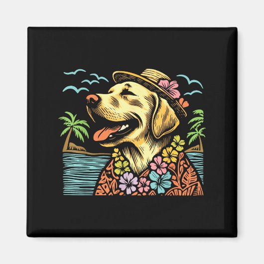 Labrador Retriever Floral Trocal Summer Vibes Hawa マグネット (正面)