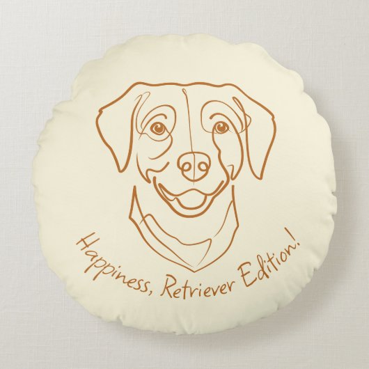 Labrador Retriever. Happiness, Retriever Edition! ラウンドクッション (正面)