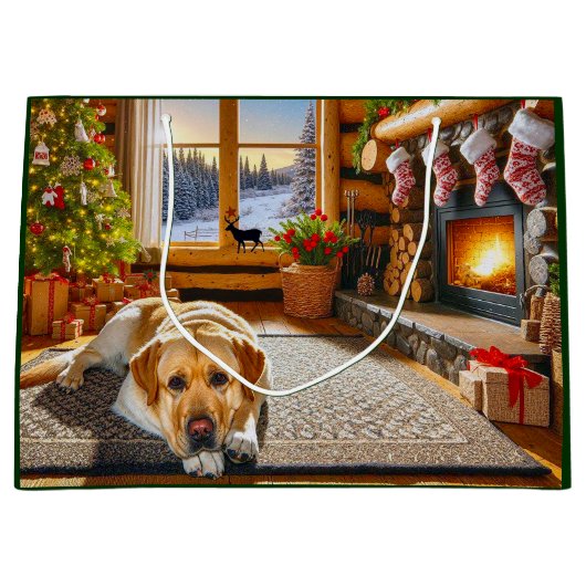 Labrador Retriever Holiday Card ラージペーパーバッグ (正面)
