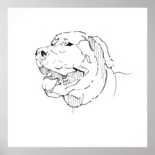 Labrador Retriever Ink Wall Art ポスター (正面)