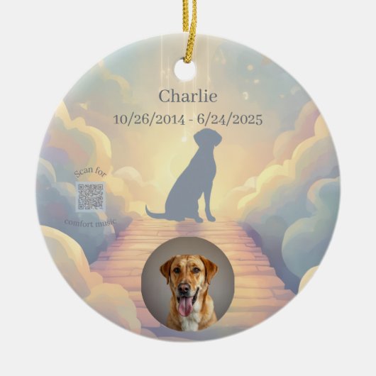 Labrador Retriever Memorial Ornament Rainbow セラミックオーナメント (正面)