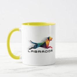 Labrador retriever poligonal en amarillo y azul マグカップ
