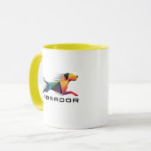 Labrador retriever poligonal en amarillo y azul マグカップ (正面左)