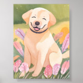Labrador Retriever Puppy | Lab Dog Cute Watercolor ポスター (正面)