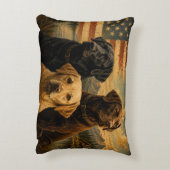 Labrador Retriever Rustic American Flag アクセントクッション (裏面(縦))