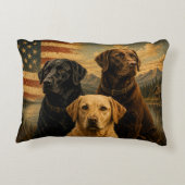 Labrador Retriever Rustic American Flag アクセントクッション (裏面)