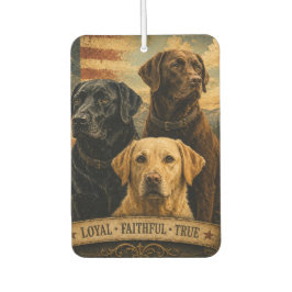 Labrador Retriever Rustic American Flag カーエアーフレッシュナー