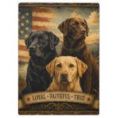 Labrador Retriever Rustic American Flag クリップボード (裏面)