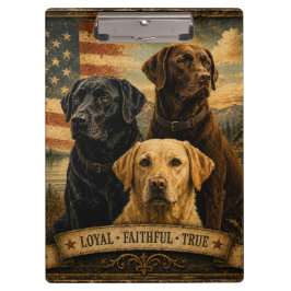 Labrador Retriever Rustic American Flag クリップボード