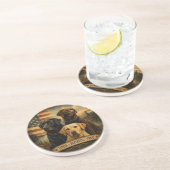 Labrador Retriever Rustic American Flag コースター (側面)