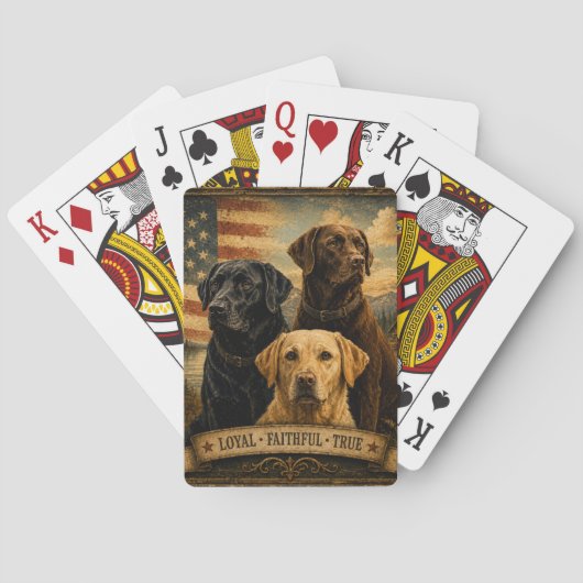 Labrador Retriever Rustic American Flag トランプ (裏面)