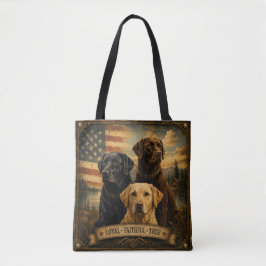 Labrador Retriever Rustic American Flag トートバッグ