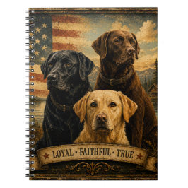 Labrador Retriever Rustic American Flag ノートブック